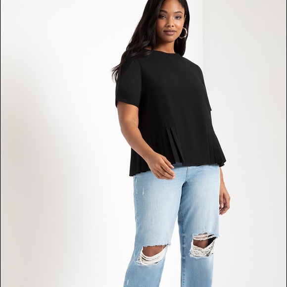 Eloquii Pleated Hem Blouse in Black Size 14 NWT - Picture 3 of 12